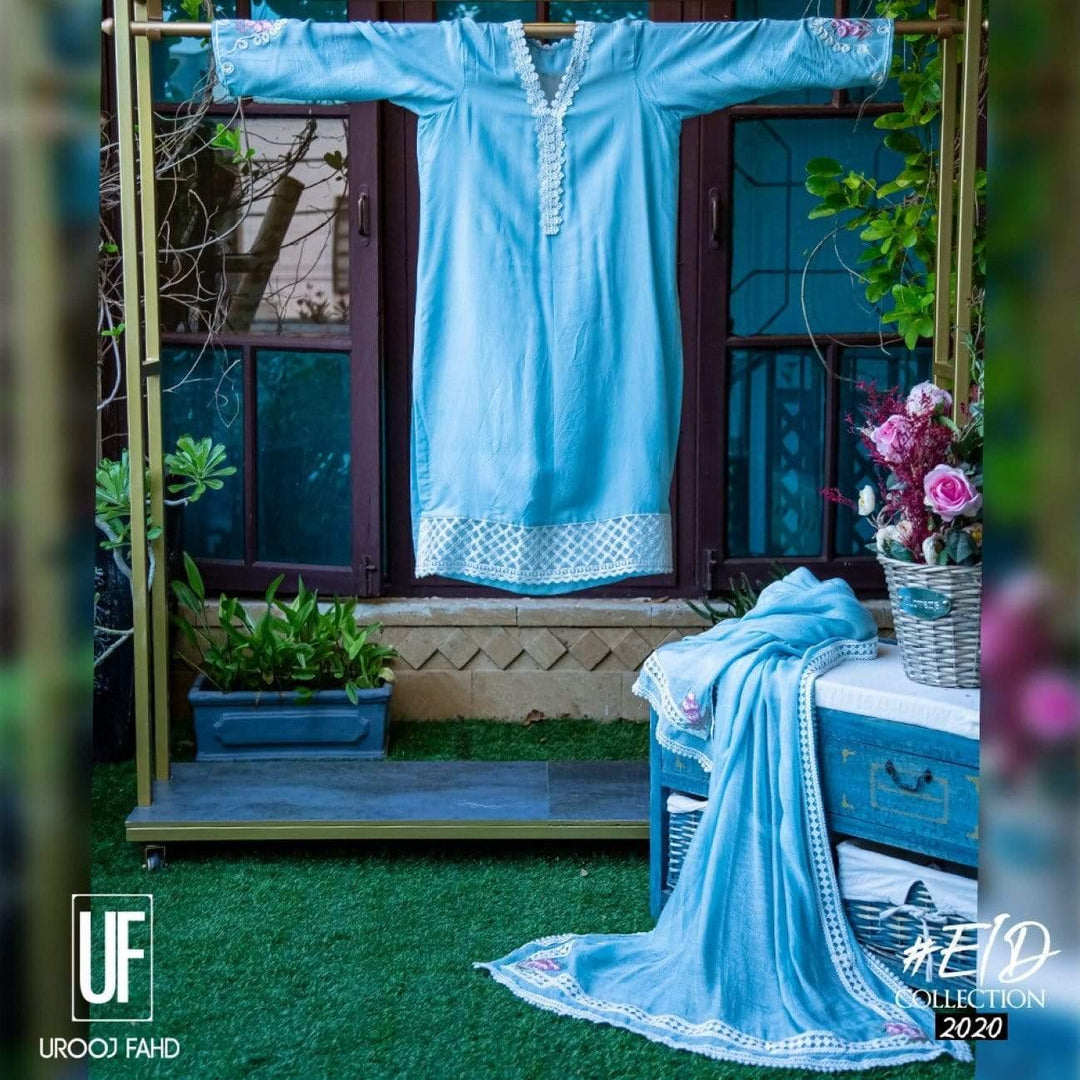Urooj Atelier - Pale Turquoise Pure Viscose Silk - 3 PC