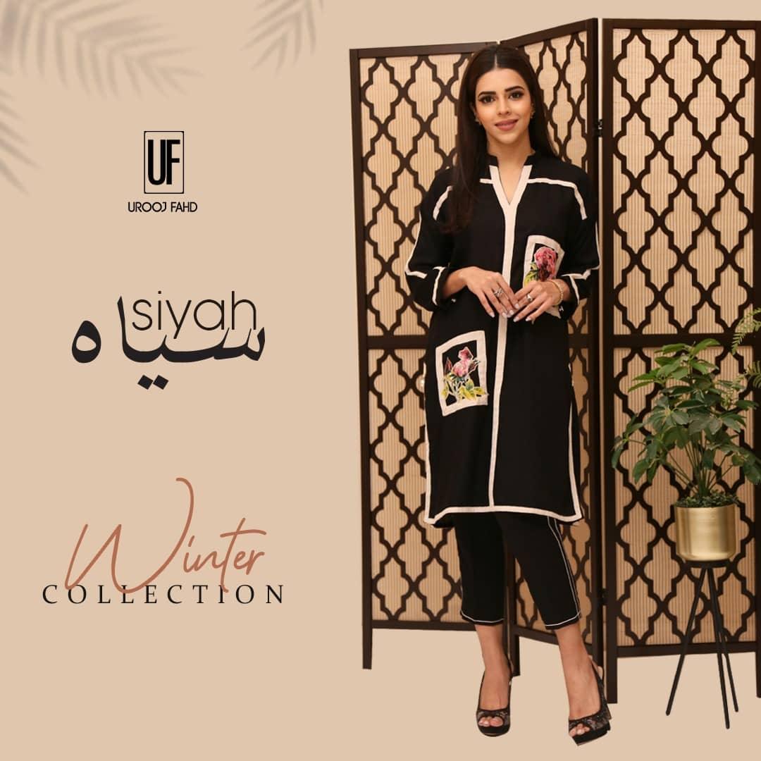 Urooj Atelier - Siyah Shirt - 2 PC
