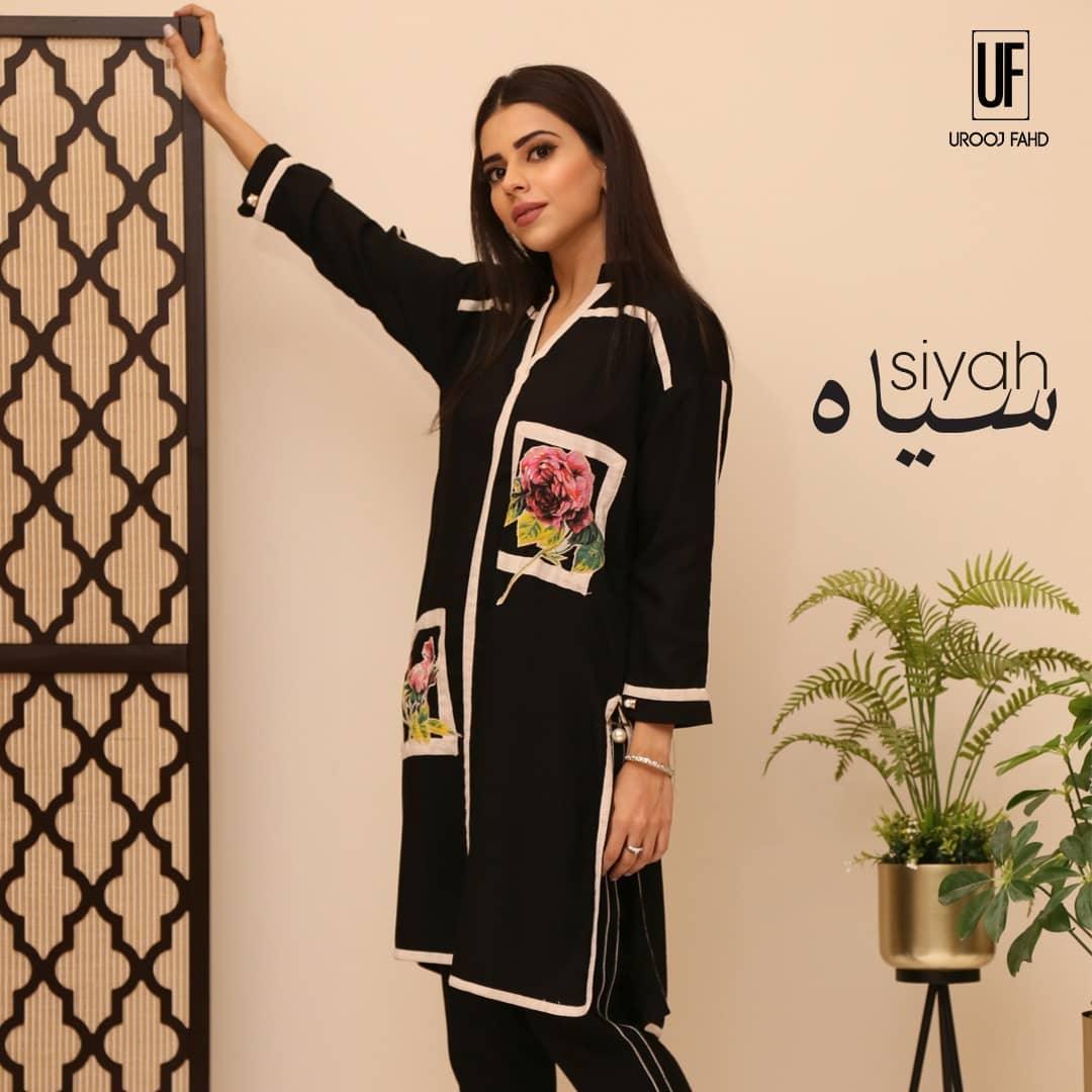 Urooj Atelier - Siyah Shirt - 2 PC