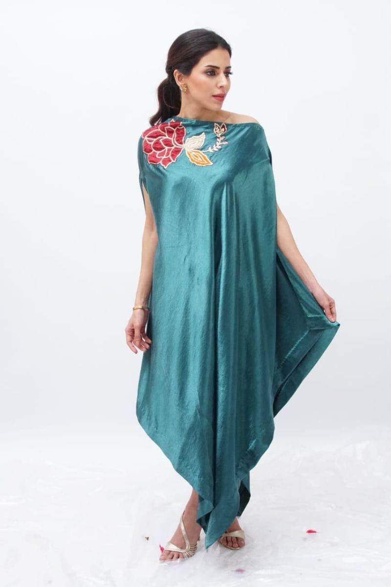 Urooj Atelier - Teal Bloom - 2 Piece - ES 005