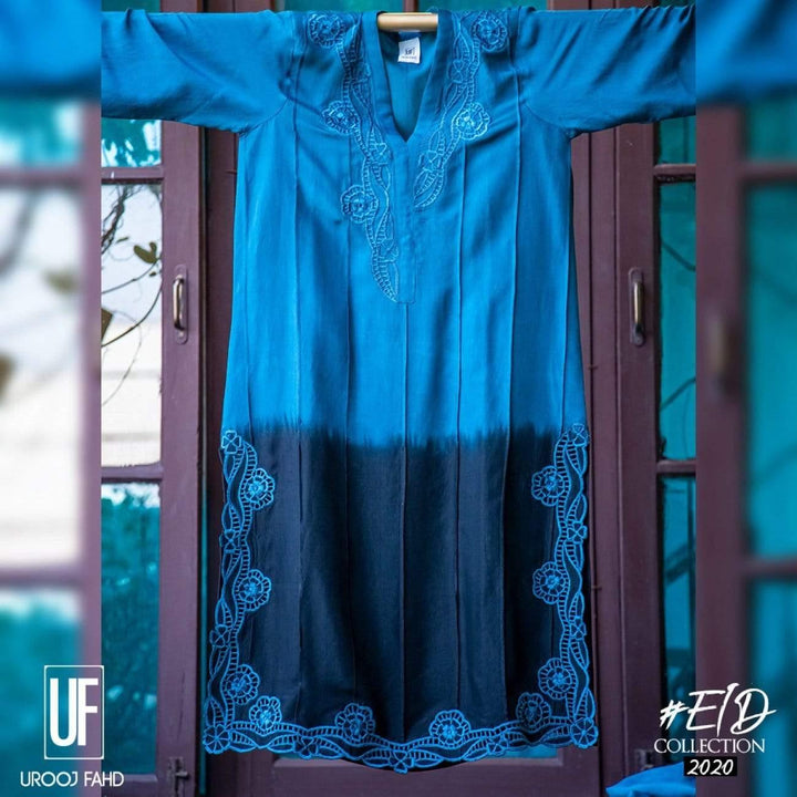 Urooj Atelier - Teal Blue & Black Ombre - 2 PC