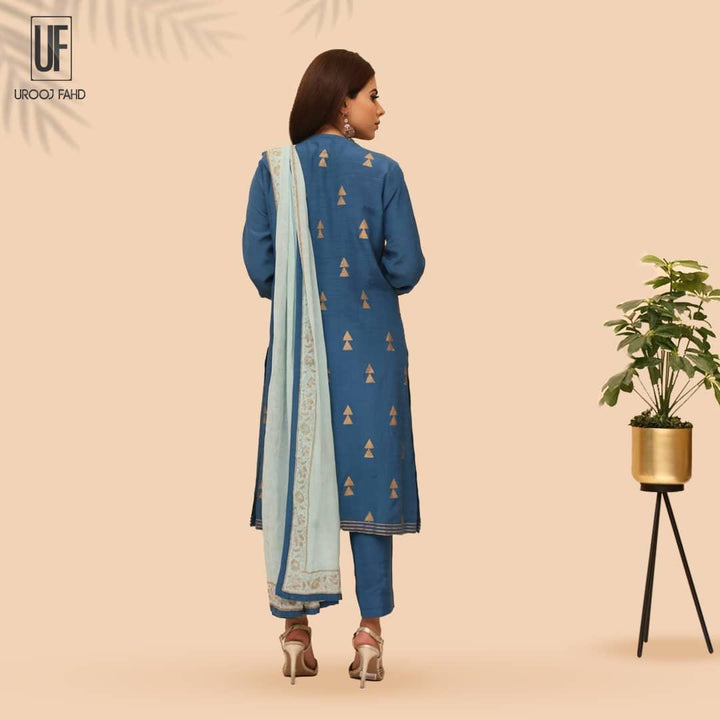 Urooj Atelier - Teal Blue Shirt - 2 PC