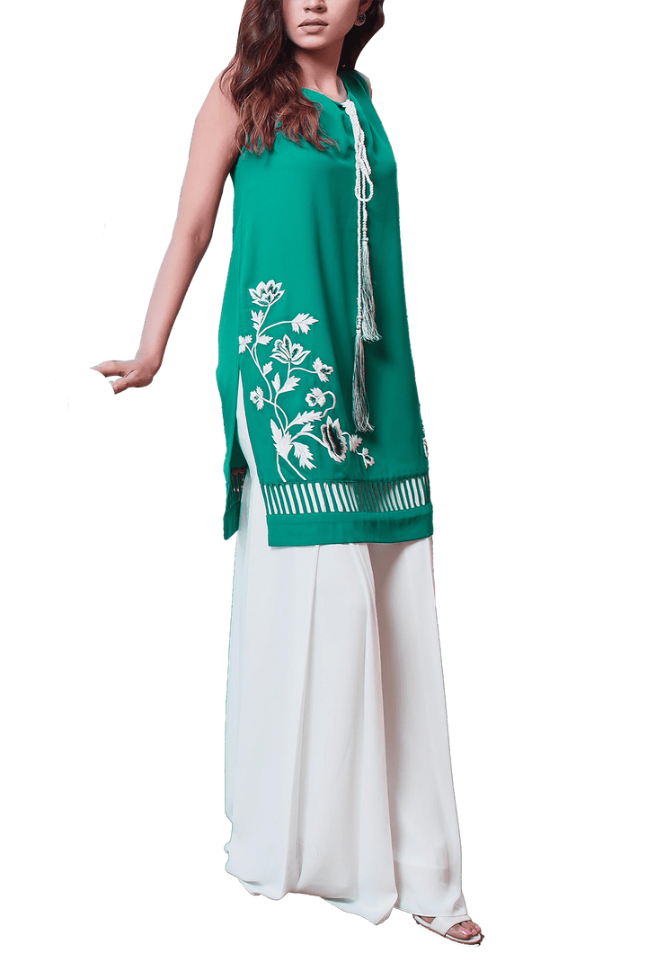 Natasha Kamal -  Viridian Georgette Chiffon Tunic