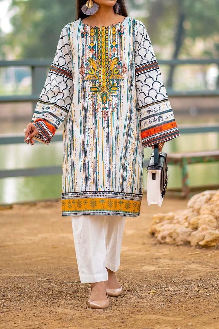 Mizaj - Unstitched Printed Embroidered Kurti - 1 PC - Studio by TCS