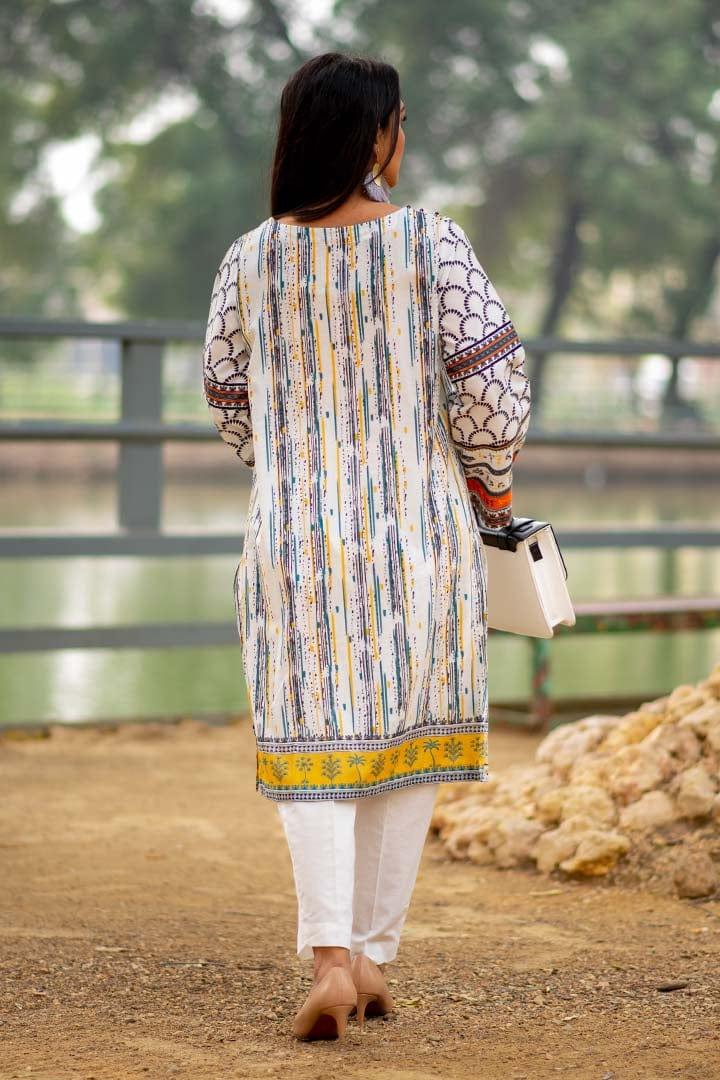 Mizaj - Unstitched Printed Embroidered Kurti - 1 PC - Studio by TCS