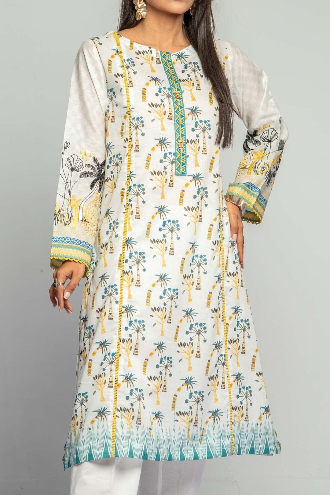 Mizaj - 1 Piece | Unstitched Embroidered Kurti | Lawn - W1LE-2103182 - Studio by TCS