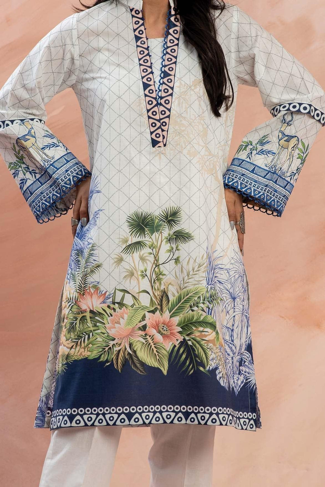 Mizaj - 1 Piece | Unstitched Embroidered Kurti | Lawn - W1LE-2103206 - Studio by TCS