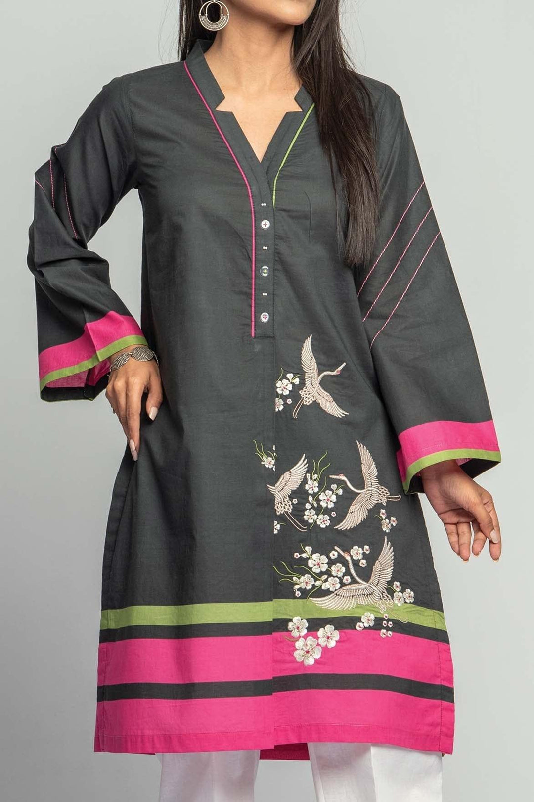 Mizaj - 1 Piece | Unstitched Embroidered Kurti | Lawn - W1LE-2103207 - Studio by TCS