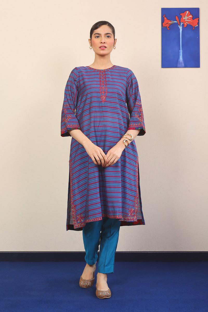 Generation - Morocon Kaftaan Suit - Blue - Cotton - 2 Piece