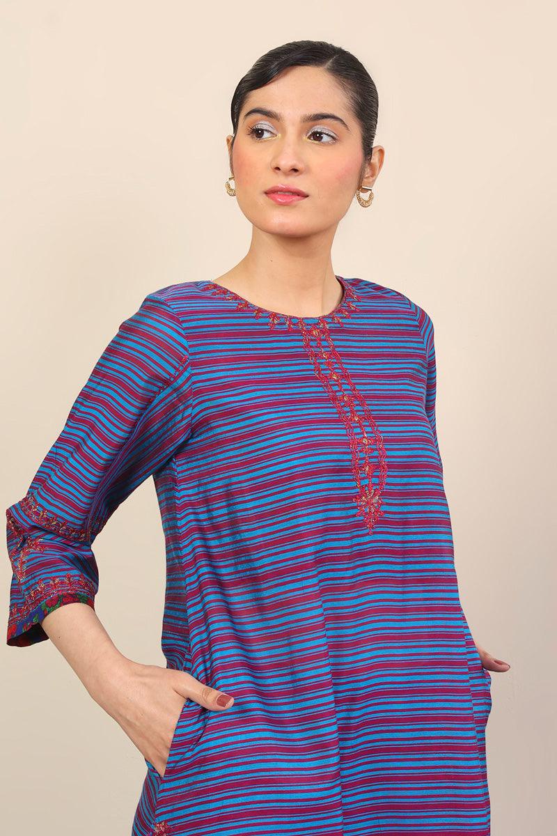 Generation - Morocon Kaftaan Suit - Blue - Cotton - 2 Piece