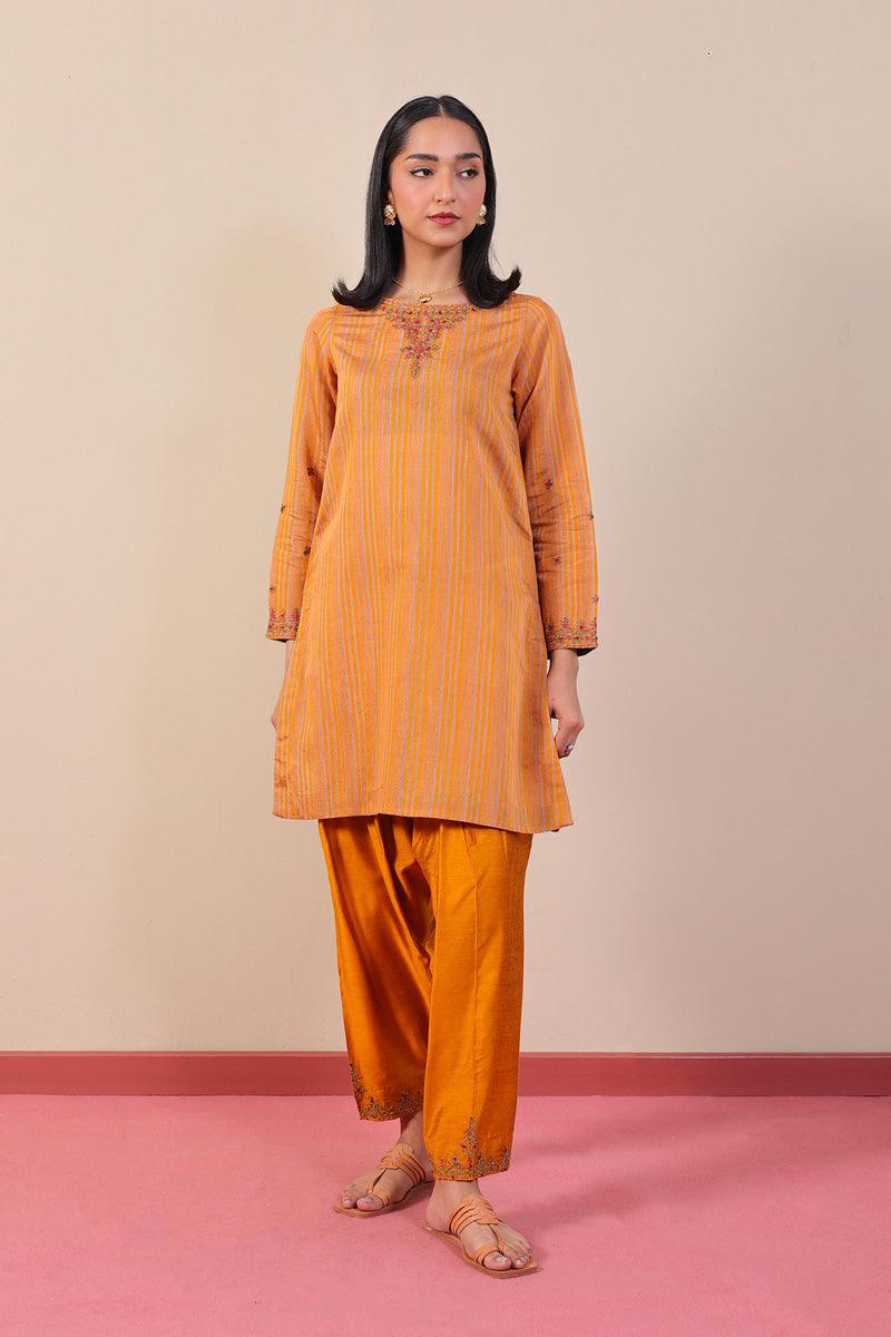 Generation - Gold Morocon Kaftaan Set - Orange - Cotton - 2 Piece