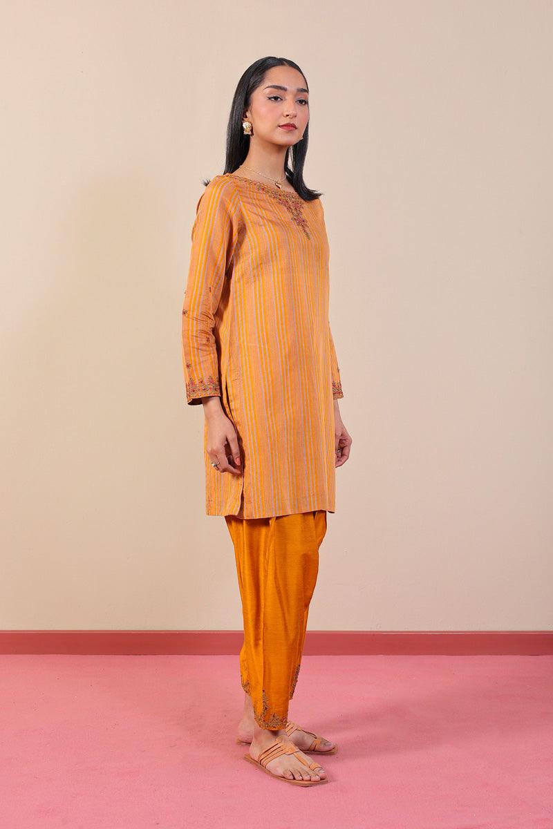 Generation - Gold Morocon Kaftaan Set - Orange - Cotton - 2 Piece