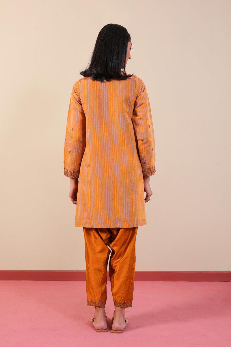 Generation - Gold Morocon Kaftaan Set - Orange - Cotton - 2 Piece