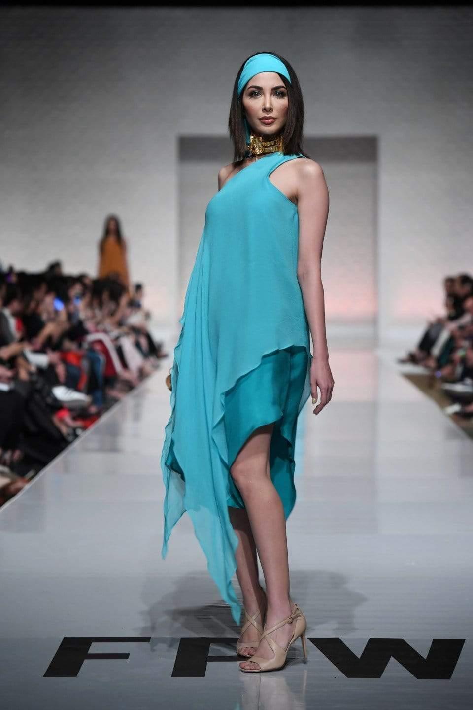 Yasmin Zaman - Aqua Blue - Chiffon & Silk - 1 Piece