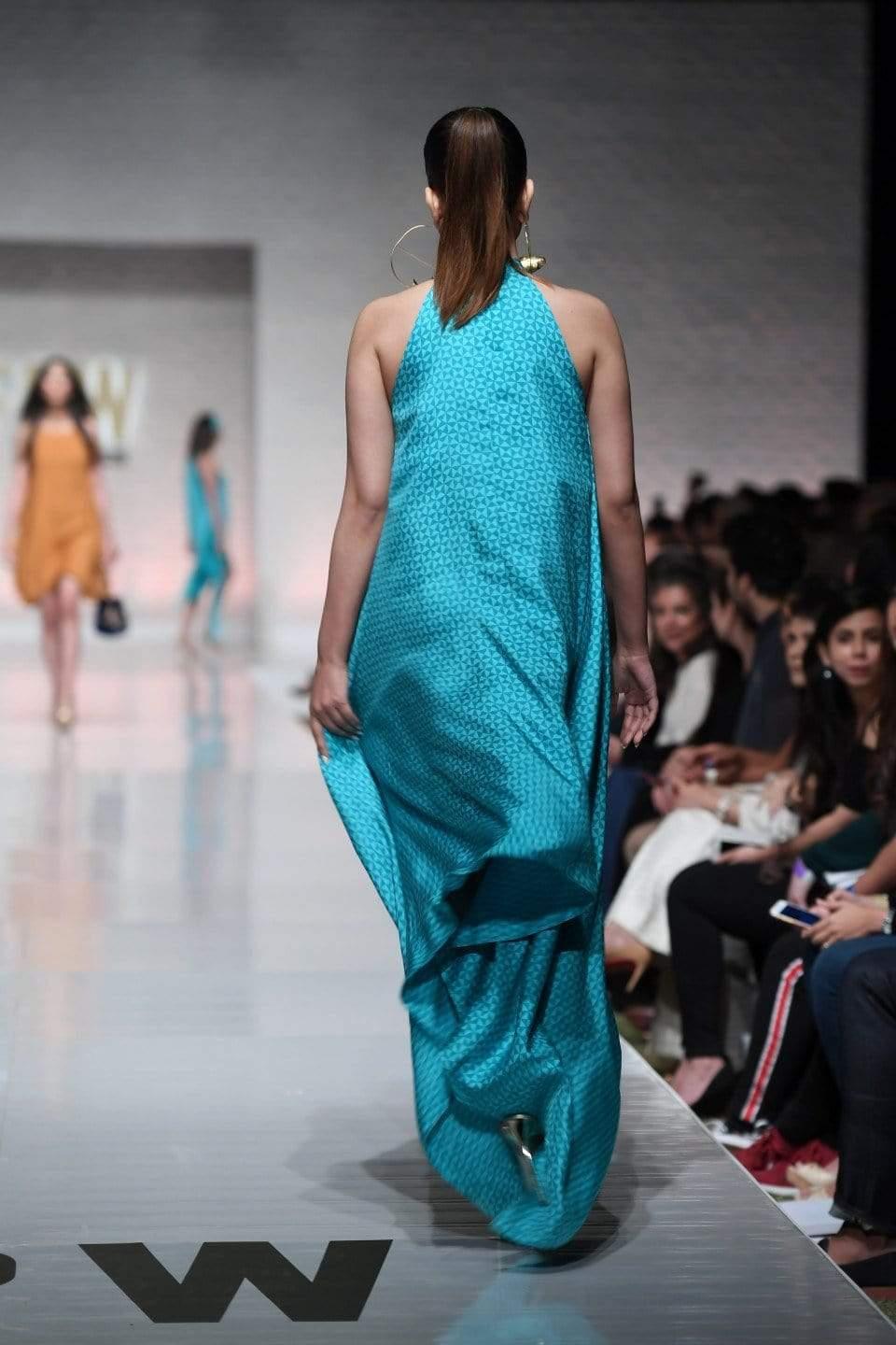 Yasmin Zaman - Aqua Printed Handkerchief Style Dress - 1 Piece