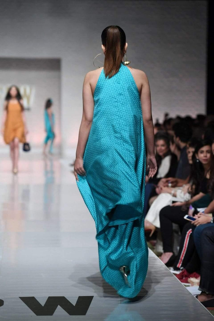 Yasmin Zaman - Aqua Printed Handkerchief Style Dress - 1 Piece