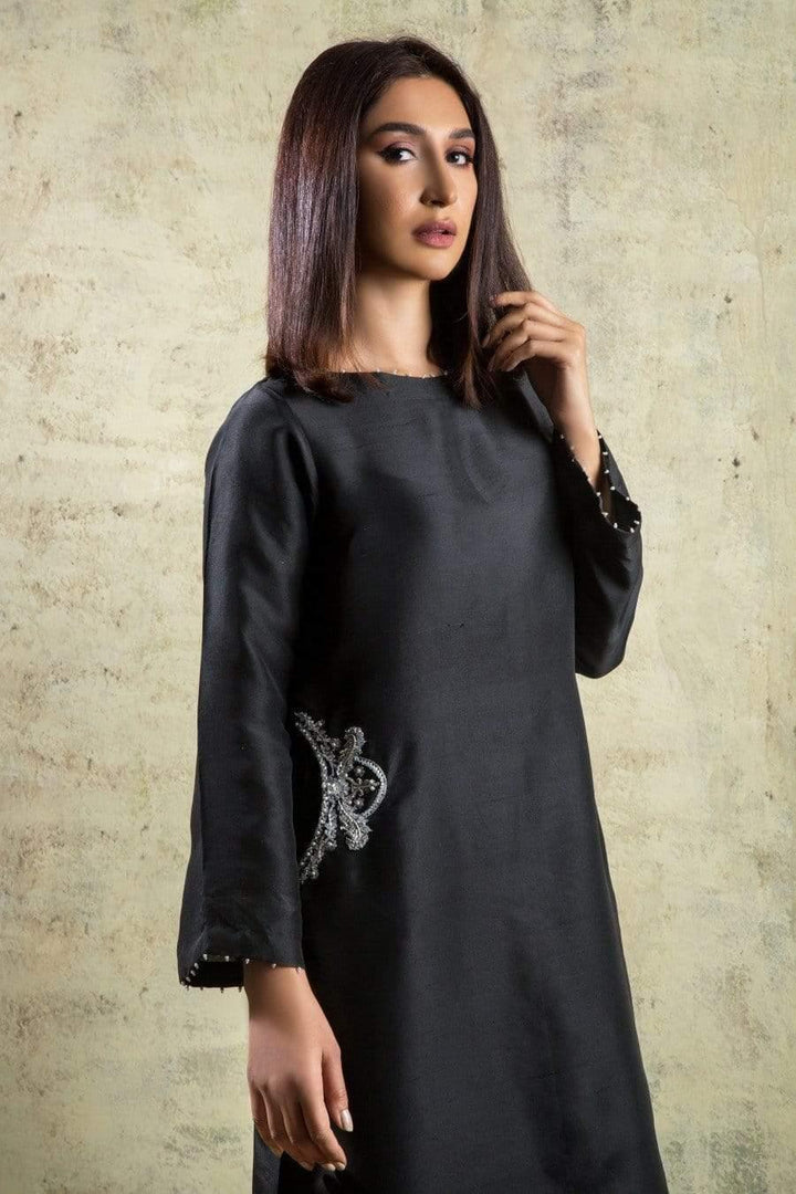 Yasmin Zaman - E-74 - Charcoal Grey - Raw Silk -  3 Piece
