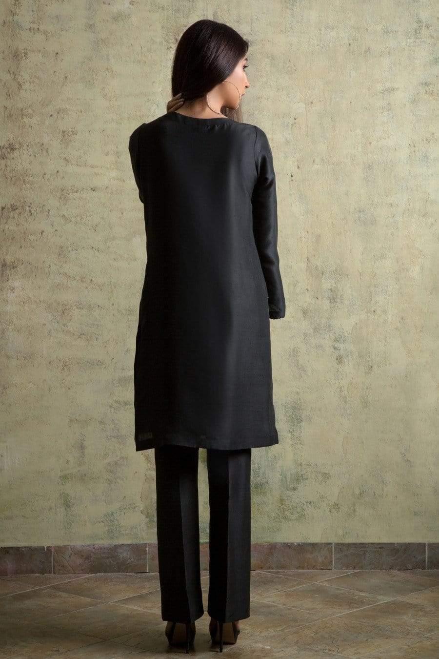 Yasmin Zaman - E-74 - Charcoal Grey - Raw Silk -  3 Piece