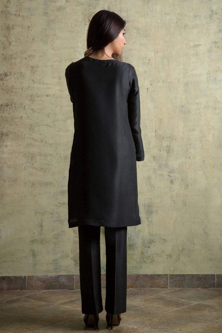 Yasmin Zaman - E-74 - Charcoal Grey - Raw Silk -  3 Piece
