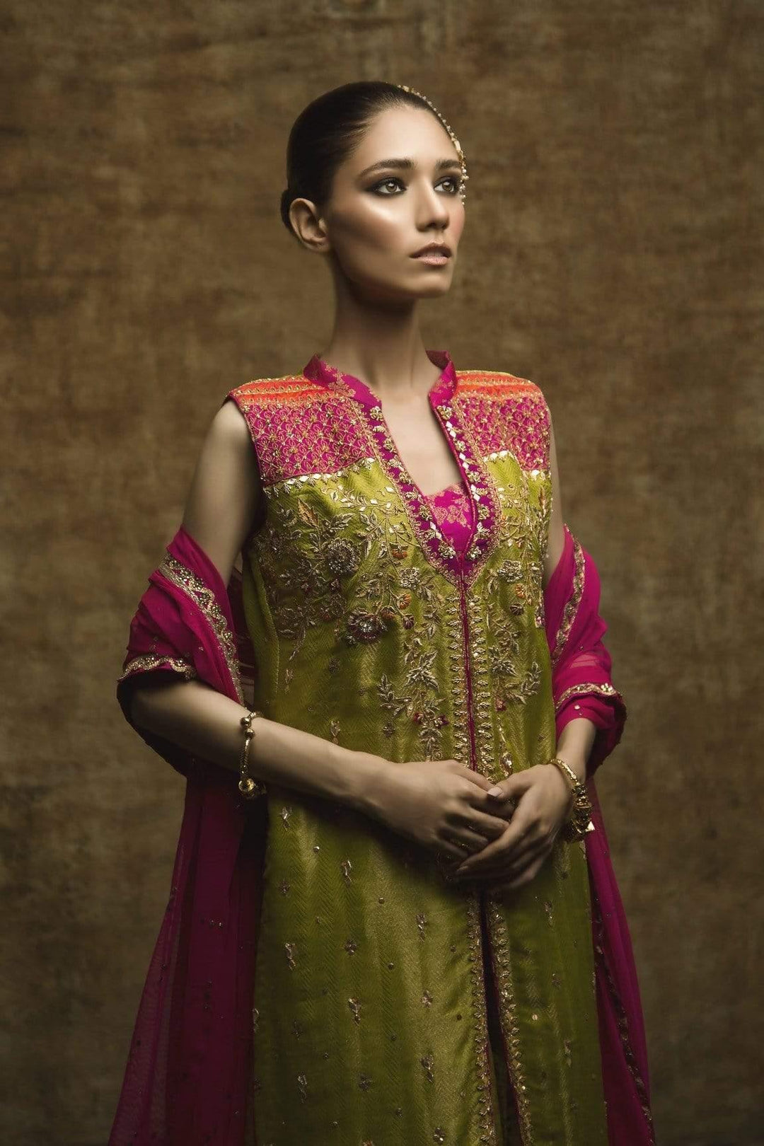 Yasmin Zaman - Green - Chatta Patti Gharara - F-171 - 2 Piece