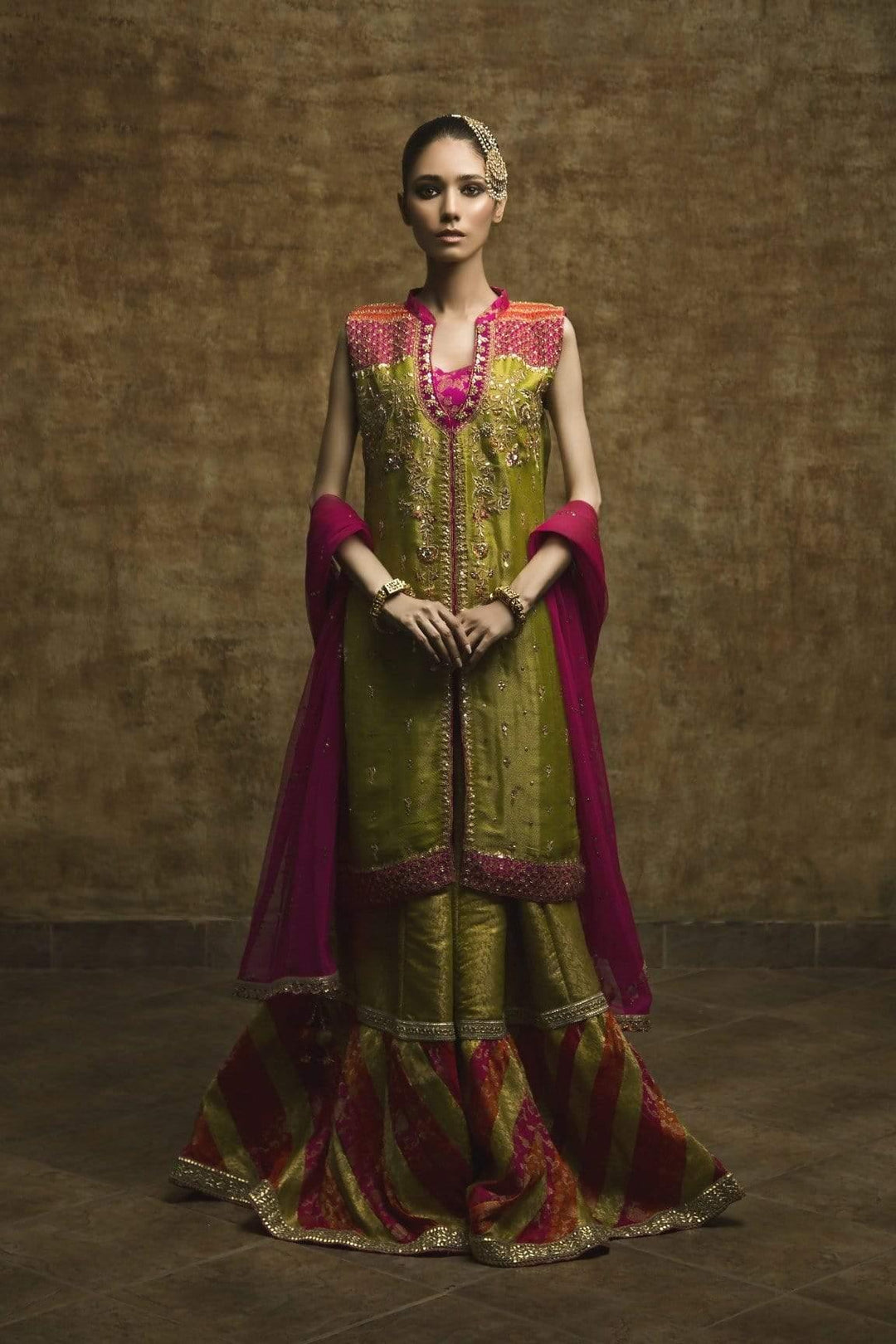 Yasmin Zaman - Green - Chatta Patti Gharara - F-171 - 2 Piece