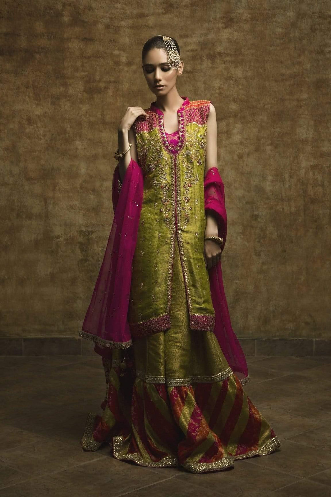 Yasmin Zaman - Green - Chatta Patti Gharara - F-171 - 2 Piece