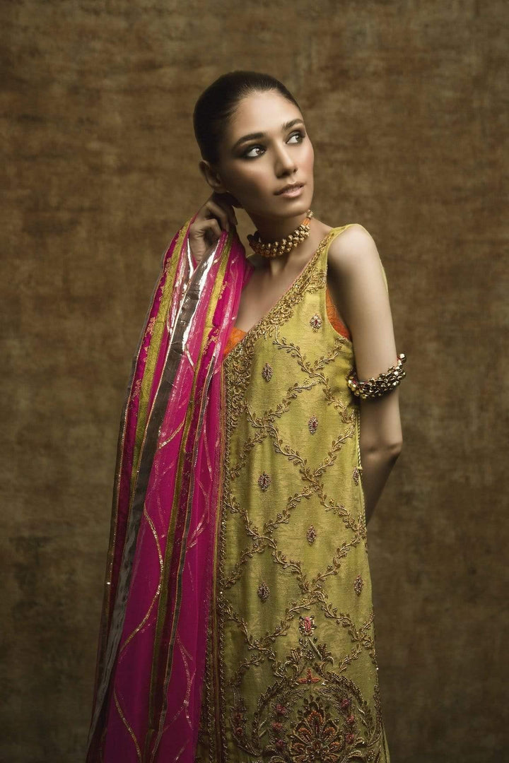 Yasmin Zaman - Green with Crush Izzar - F-172 - 1 Piece