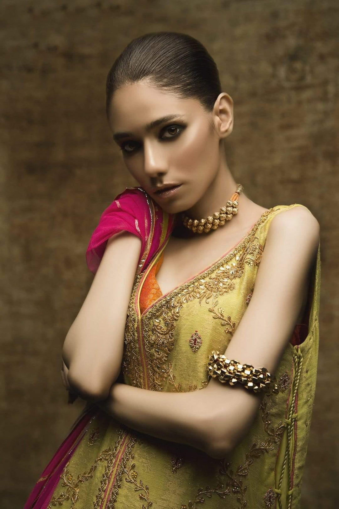 Yasmin Zaman - Green with Crush Izzar - F-172 - 1 Piece