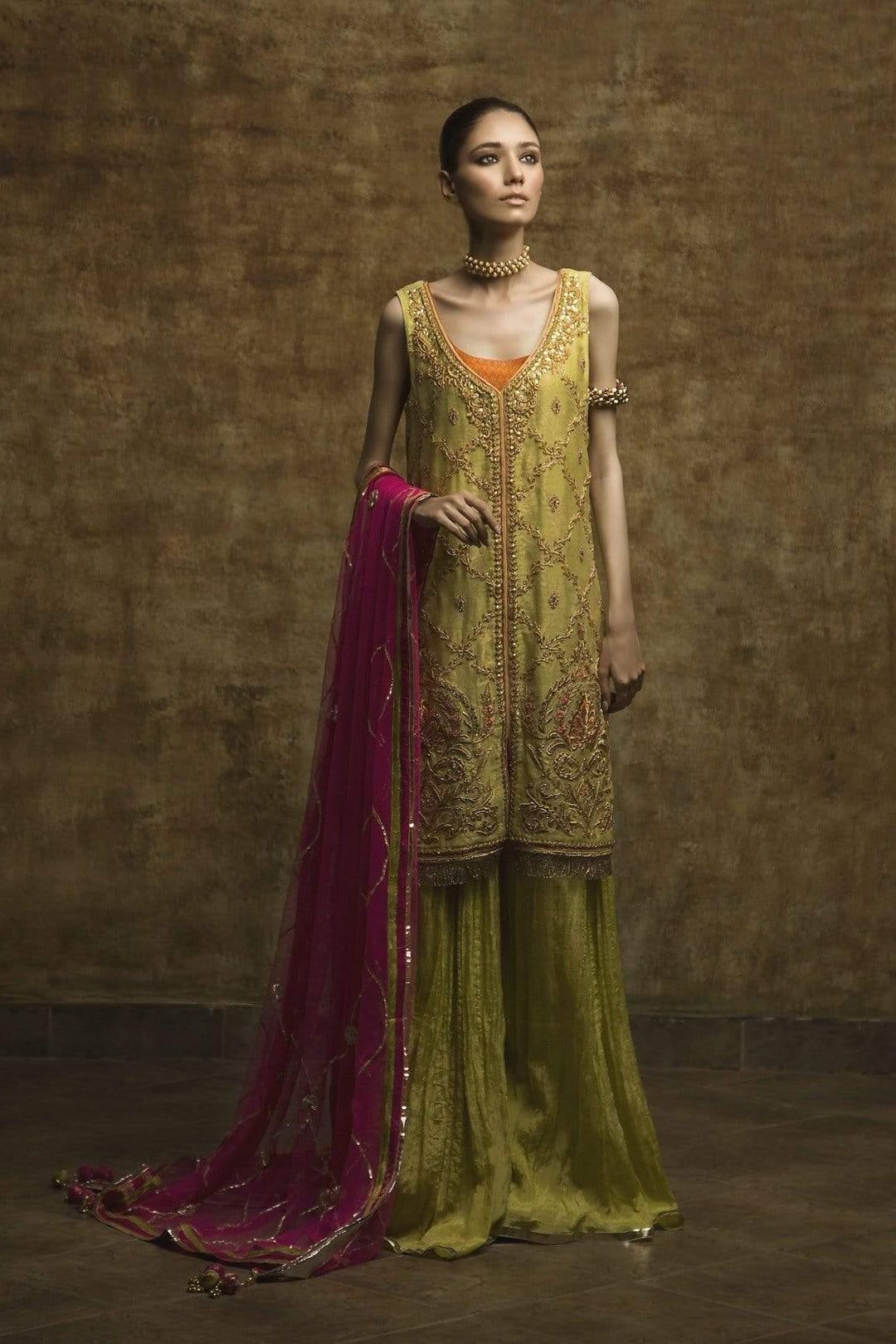 Yasmin Zaman - Green with Crush Izzar - F-172 - 1 Piece