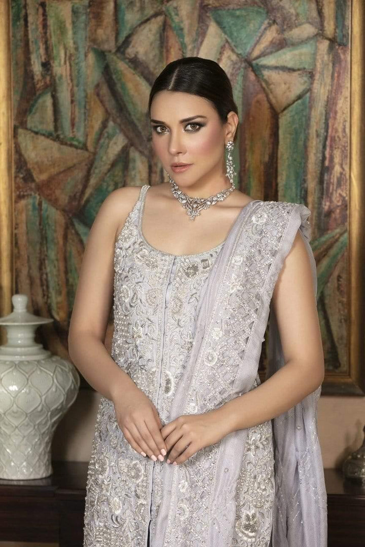 Yasmin Zaman - Lilac Silk Net Shirt and Dupatta with Silk Gharara - B-233 - 3 Piece