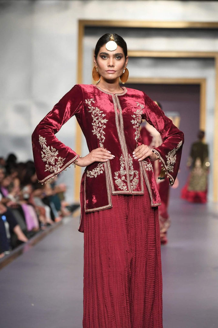 Yasmin Zaman - M Velvet Jacket and Pants - F-191 - 2 Piece