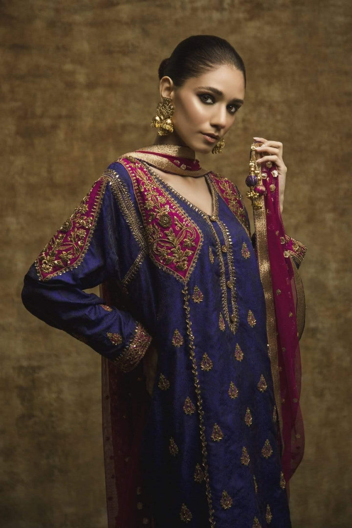Yasmin Zaman - Purple - Self Banarsi Suit - F-117 - 3 Piece