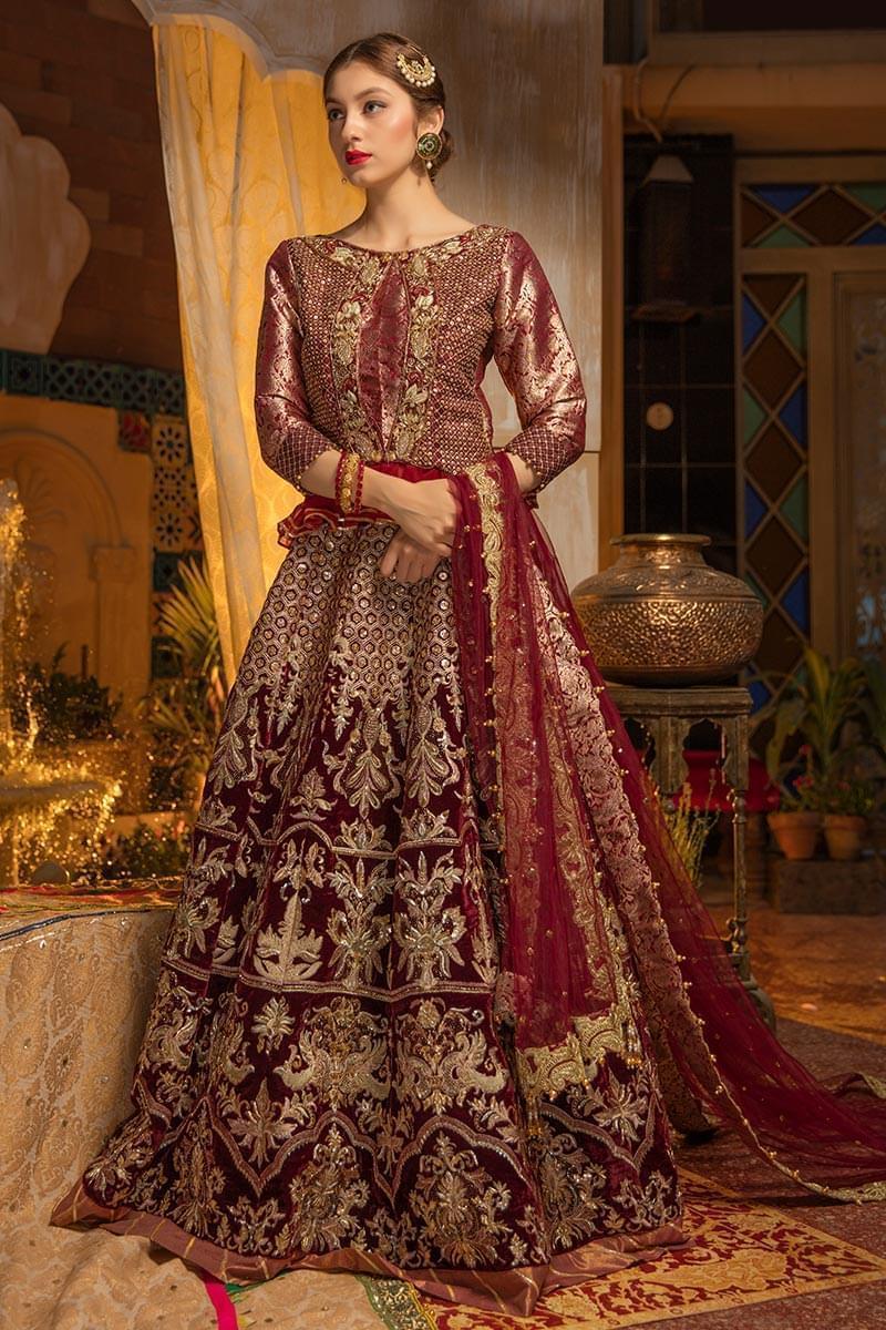 Zahra Ahmad - Aqua Jade - Red - Jamawar - 3 Piece