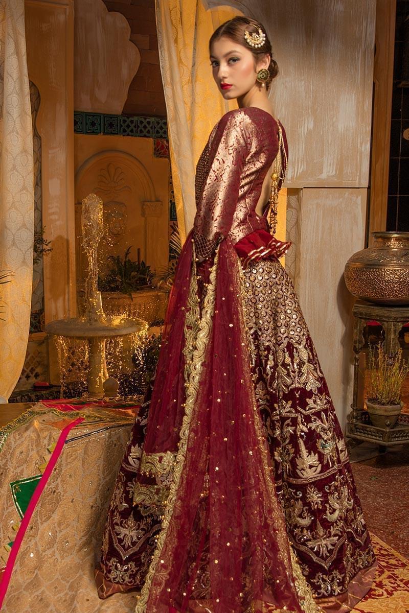 Zahra Ahmad - Aqua Jade - Red - Jamawar - 3 Piece