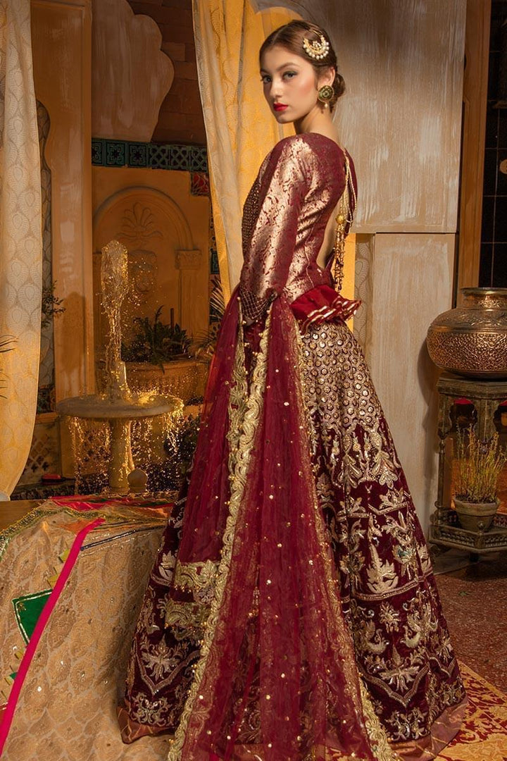 Zahra Ahmad - Aqua Jade - Red - Jamawar - 3 Piece