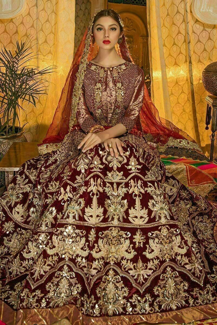Zahra Ahmad - Aqua Jade - Red - Jamawar - 3 Piece