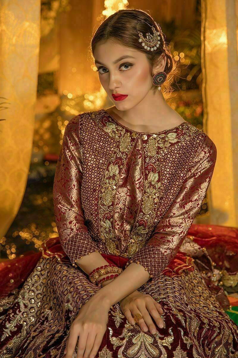 Zahra Ahmad - Aqua Jade - Red - Jamawar - 3 Piece
