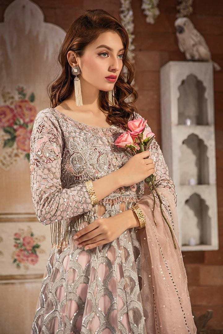 Zahra Ahmad - Rose - Silver - Net - 3 Piece