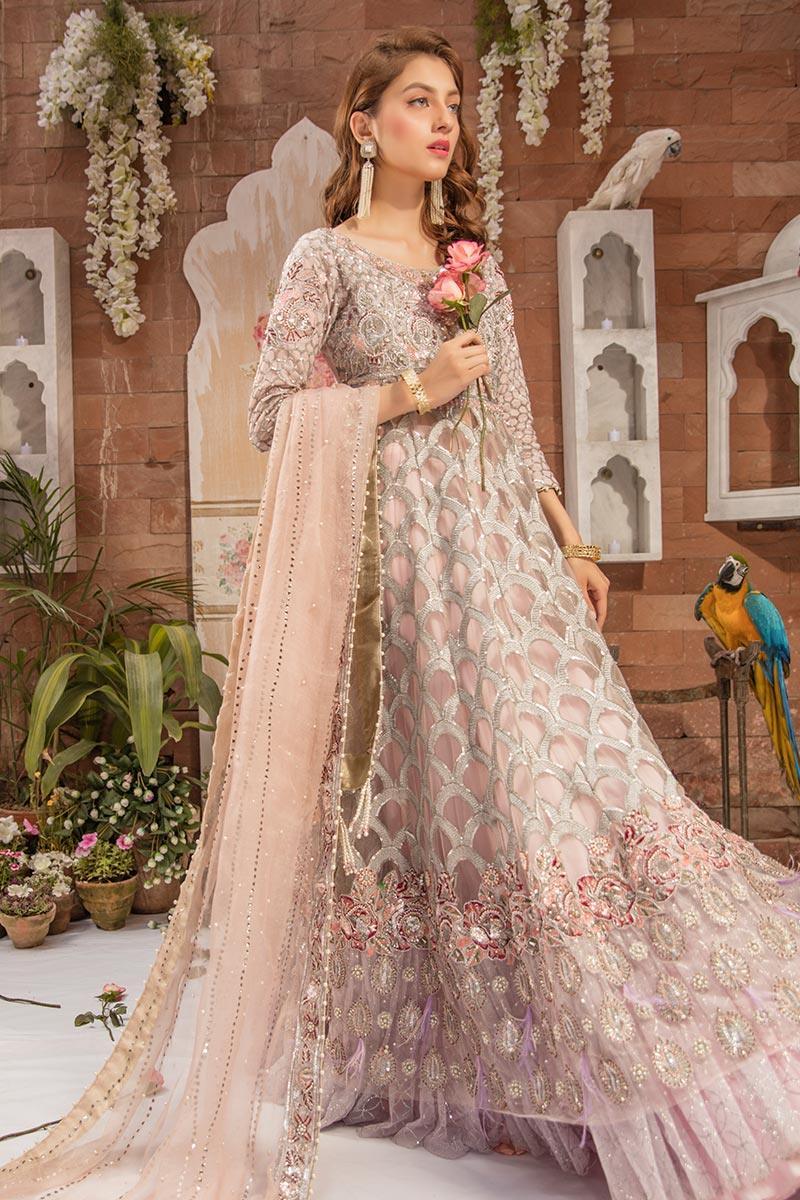 Zahra Ahmad - Rose - Silver - Net - 3 Piece
