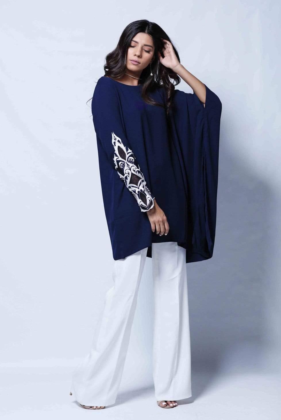 Natasha Kamal - Zoe Angular Tunic With One Embroidered Sleeve & Trouser