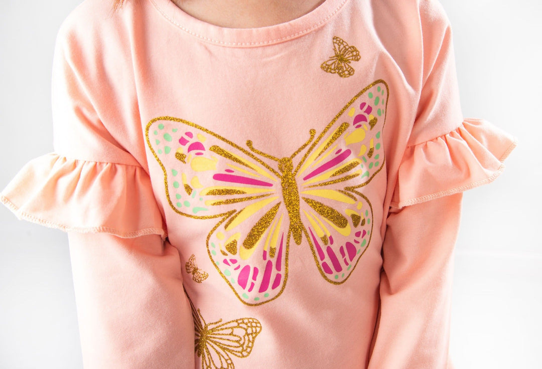 Modest - Peach Butterfly Girls T-Shirt