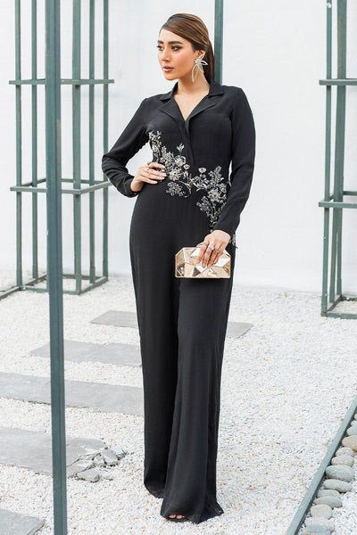 Malook - Ciara - Black - Embroidered Silk- Jumpsuit - 1 Piece - Studio by TCS