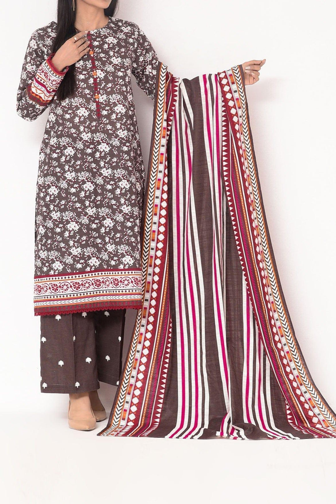 Mizaj - 3 Pc - Unstitched - Vol.02 - Khaddar Shirt, Dupatta and Trousers - Studio by TCS