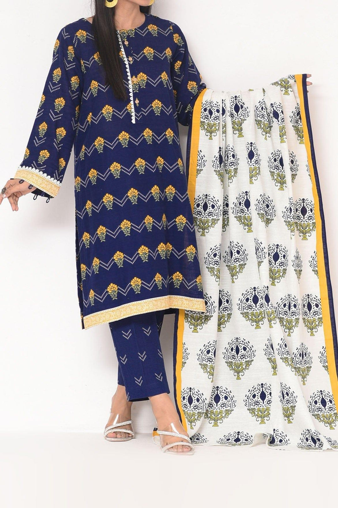 Mizaj - 3 Pc - Unstitched - Vol.02 - Khaddar Shirt, Dupatta and Trousers - Studio by TCS