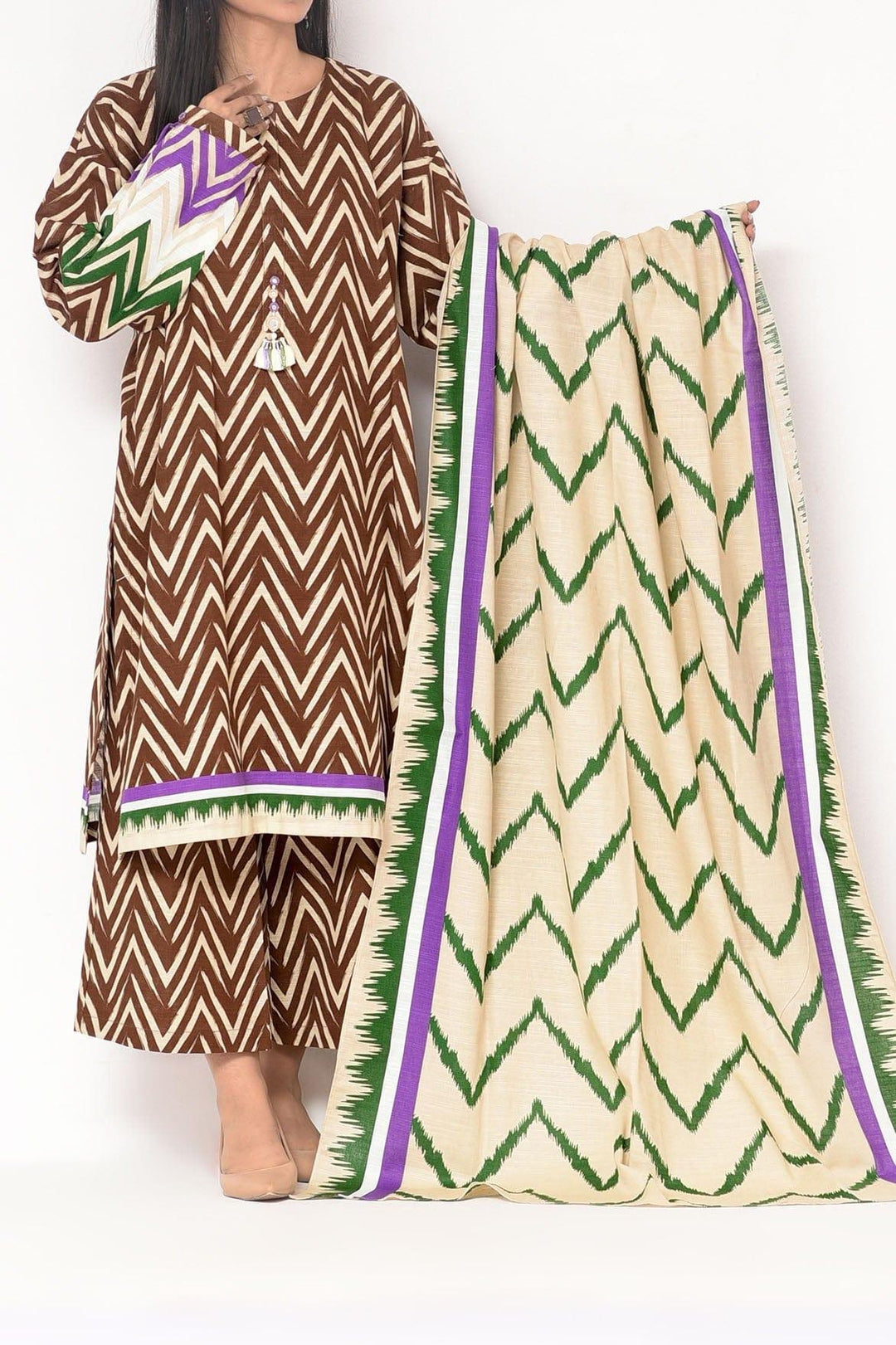 Mizaj - 3 Pc - Unstitched - Vol.02 - Khaddar Shirt, Dupatta and Trousers - Studio by TCS