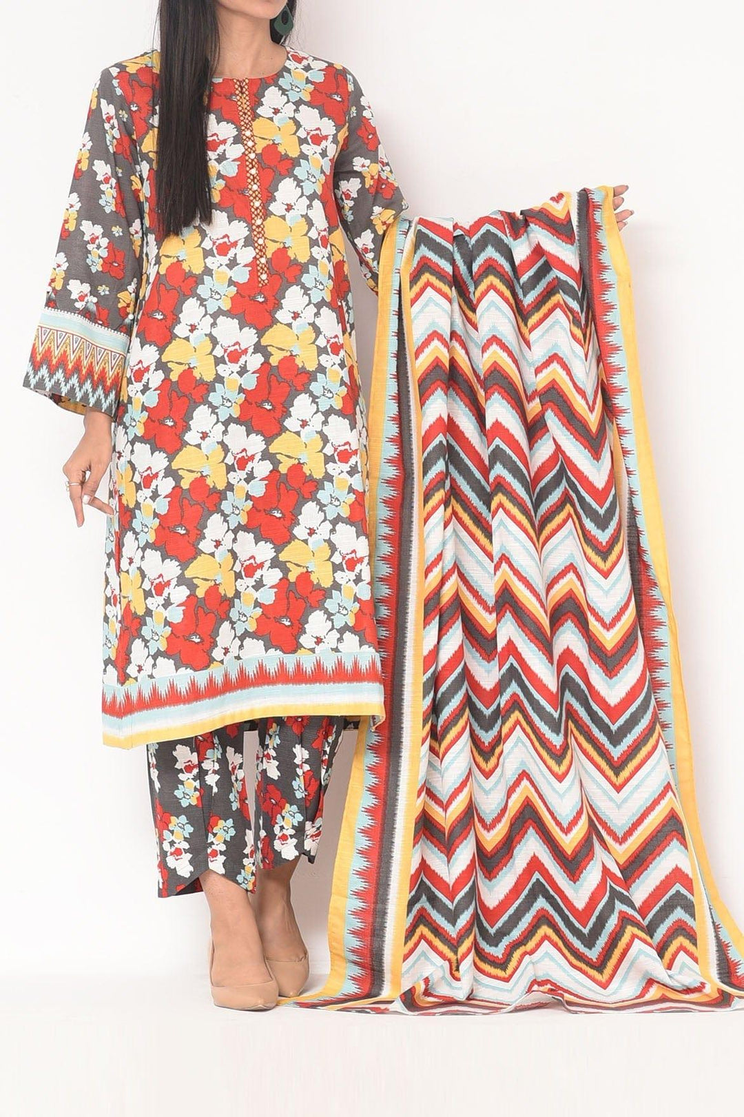 Mizaj - 3 Pc - Unstitched - Vol.02 - Khaddar Shirt, Dupatta and Trousers - Studio by TCS