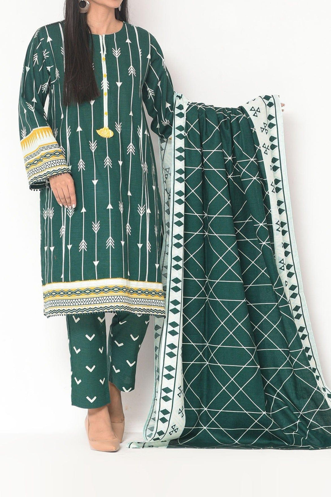 Mizaj - 3 Pc - Unstitched - Vol.02 - Khaddar Shirt, Dupatta and Trousers - Studio by TCS