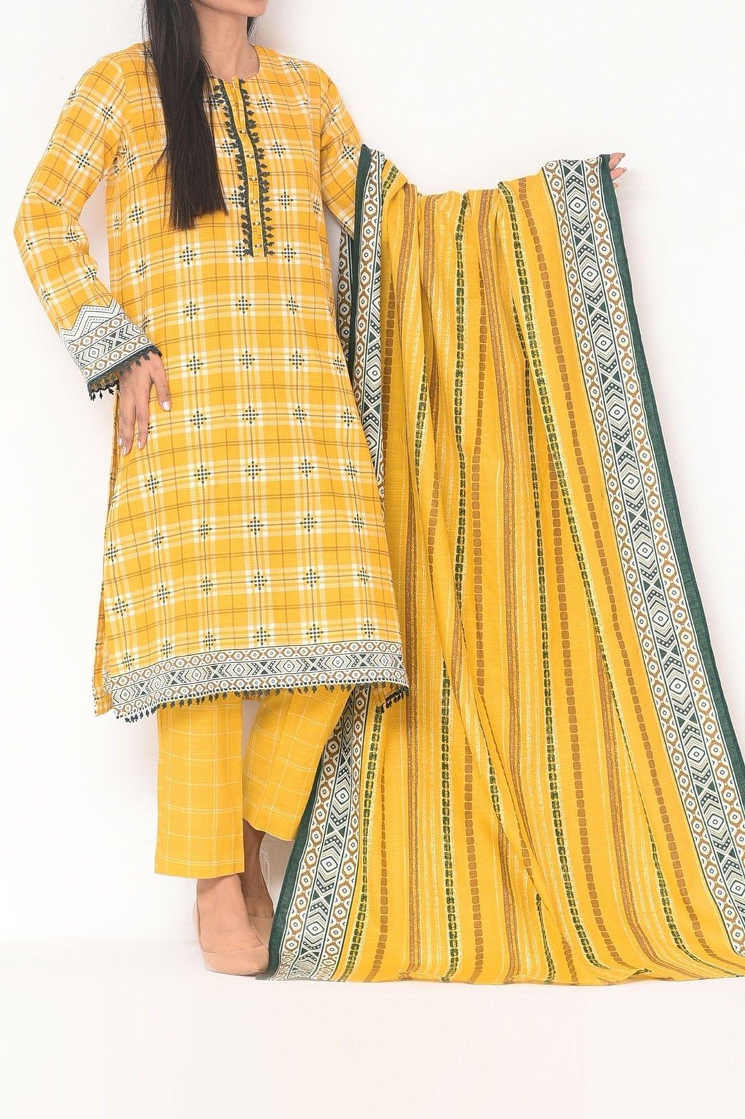 Mizaj - 3 Pc - Unstitched - Vol.02 - Khaddar Shirt, Dupatta and Trousers - Studio by TCS