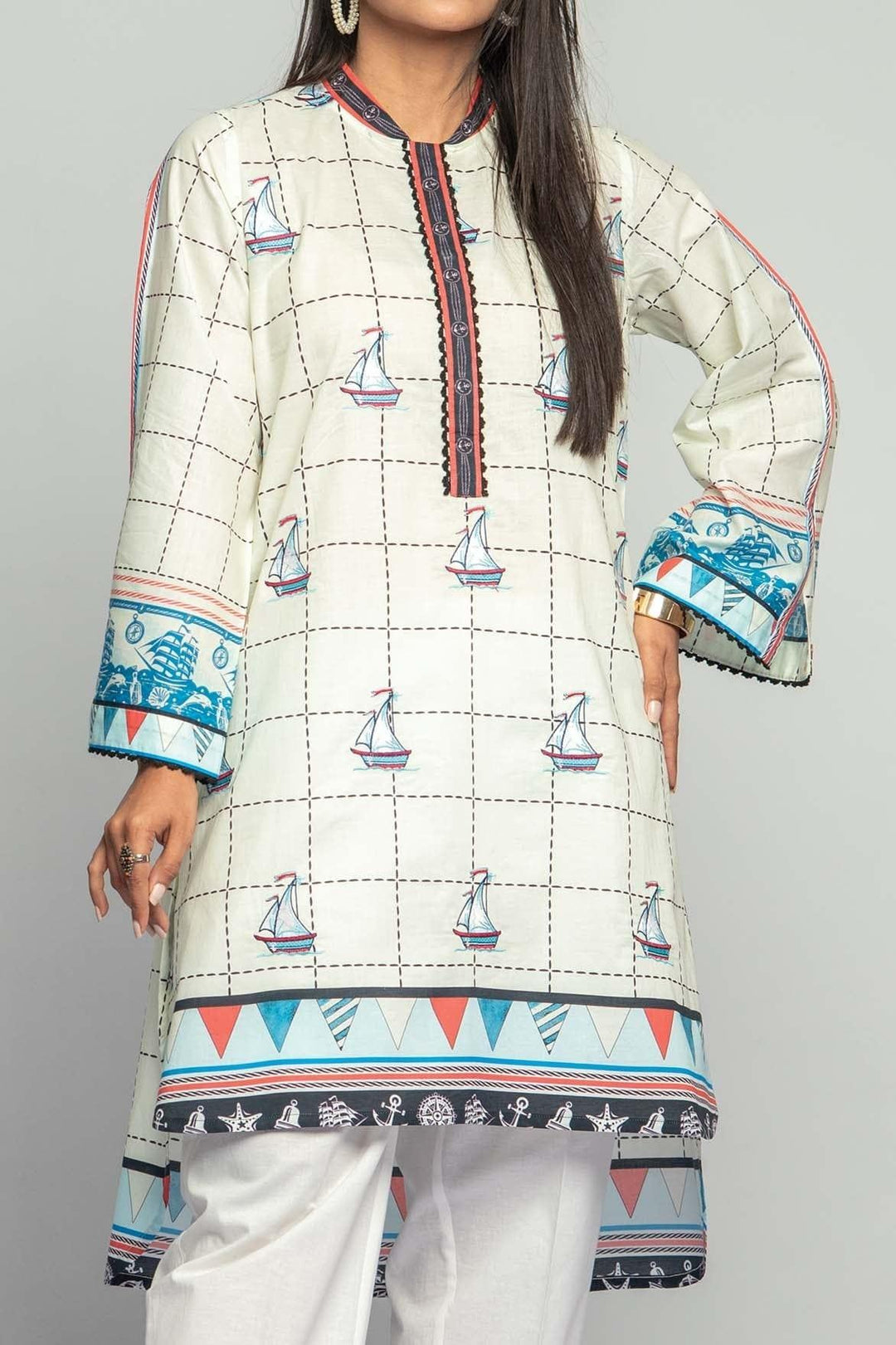 Mizaj - 1 Piece | Unstitched Embroidered Kurti | Lawn - W1LE-2103271 - Studio by TCS