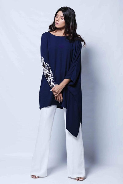 Natasha Kamal - Zoe Angular Tunic With One Embroidered Sleeve & Trouser